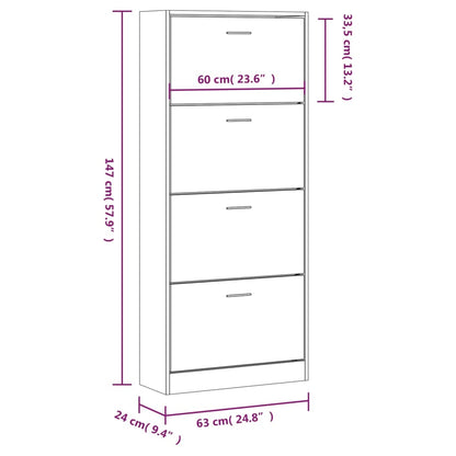 Scarpiera Rovere Fumo 63x24x147 cm in Legno Multistrato - homemem39