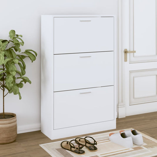 Scarpiera Bianca 63x24x103 cm in Legno Multistrato - homemem39