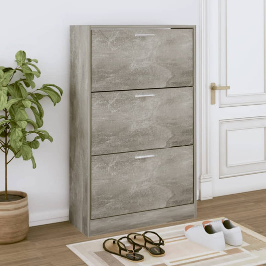 Scarpiera Grigio Cemento 63x24x103 cm in Legno Multistrato - homemem39