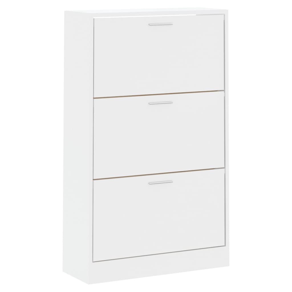Scarpiera Bianco Lucido 63x24x103 cm in Legno Multistrato
