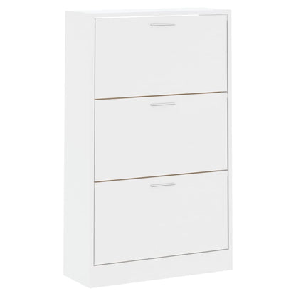 Scarpiera Bianco Lucido 63x24x103 cm in Legno Multistrato