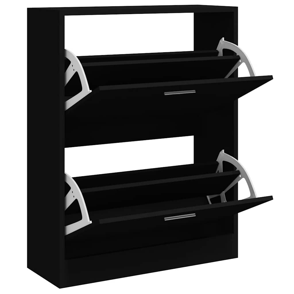 Scarpiera Nera 63x24x81 cm in Legno Multistrato | homemem39