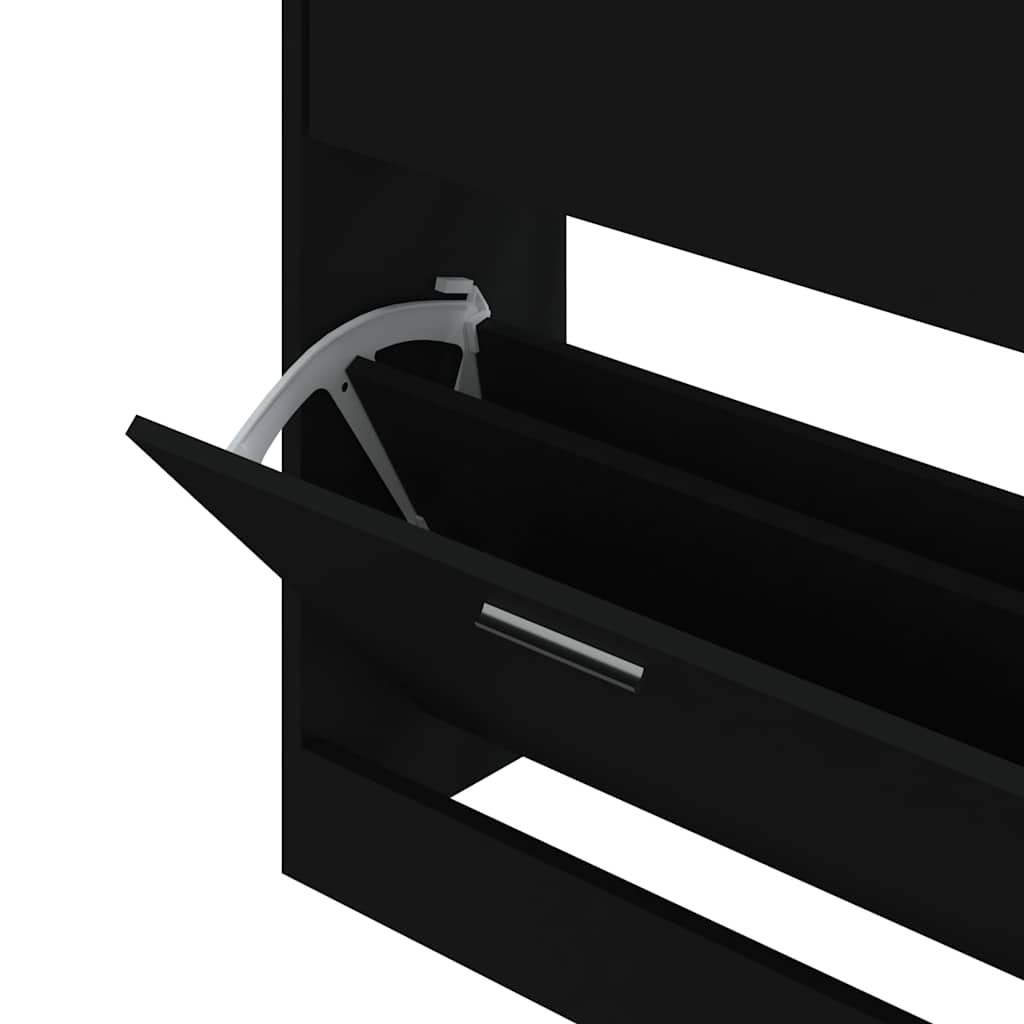 Scarpiera Nera 63x24x81 cm in Legno Multistrato | homemem39