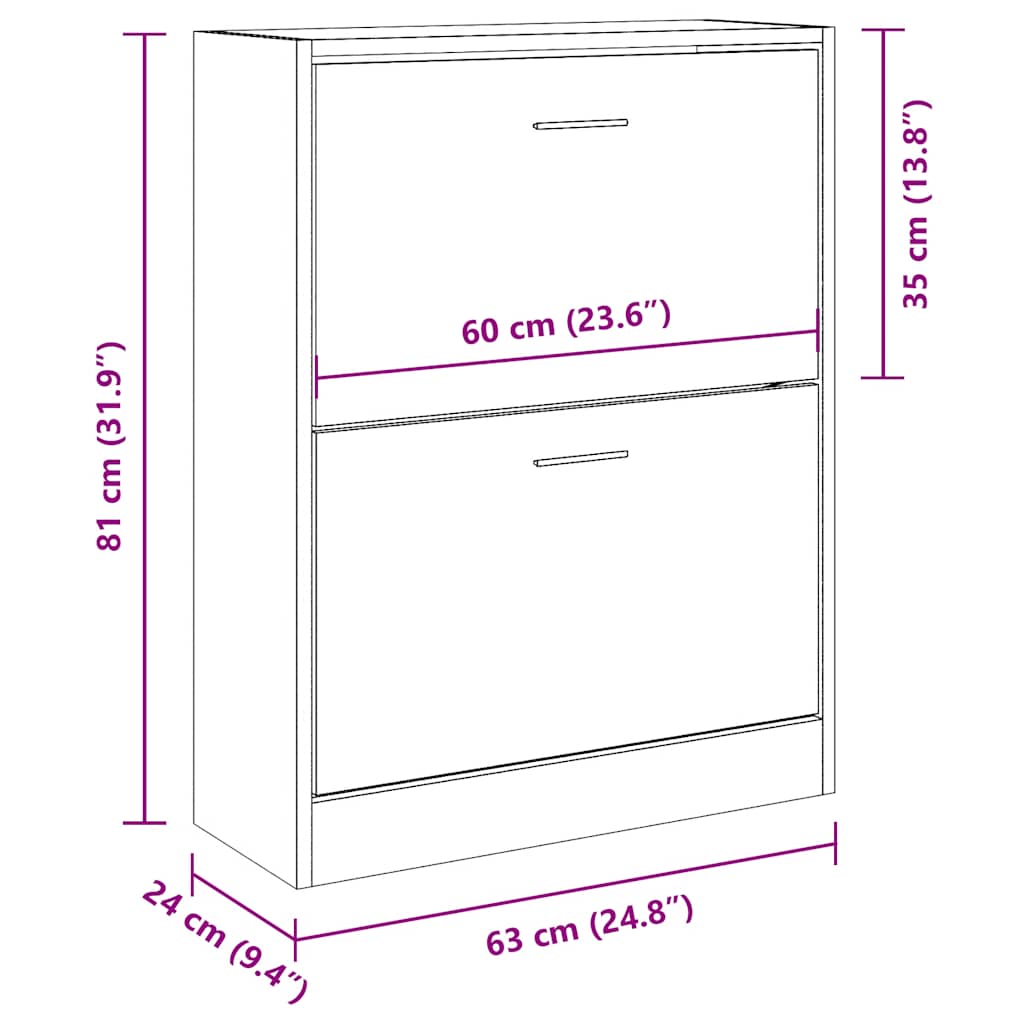 Scarpiera Nera 63x24x81 cm in Legno Multistrato | homemem39