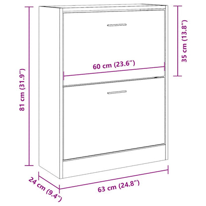Scarpiera Nera 63x24x81 cm in Legno Multistrato | homemem39