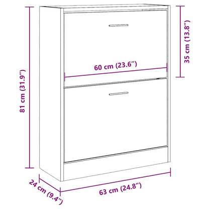 Scarpiera Grigio Cemento 63x24x81 cm in Legno Multistrato | homemem39