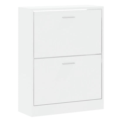 Scarpiera Bianco Lucido 63x24x81 cm in Legno Multistrato