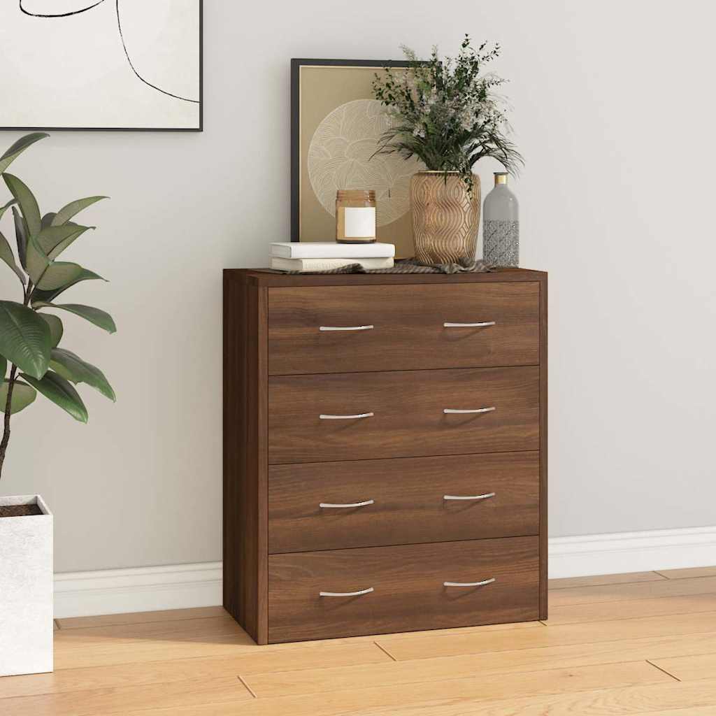Credenza con 4 Cassetti 60x30,5x71 cm Rovere marrone | homemem39