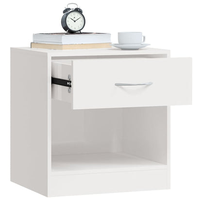 Comodini 2 pz con Cassetto in Bianco Lucido - homemem39