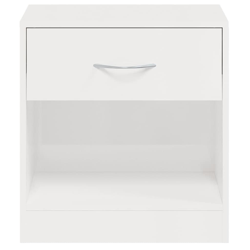 Comodini 2 pz con Cassetto in Bianco Lucido - homemem39