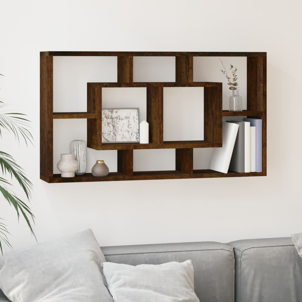 Scaffale a Muro 8 Scomparti Rovere Fumo | homemem39
