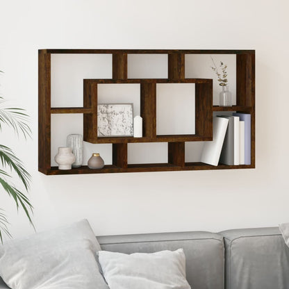 Scaffale a Muro 8 Scomparti Rovere Fumo | homemem39