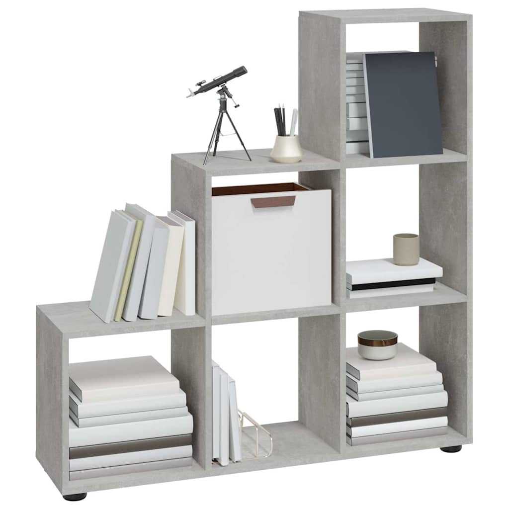 Libreria a Scala Grigio Cemento 107 cm in Legno Multistrato