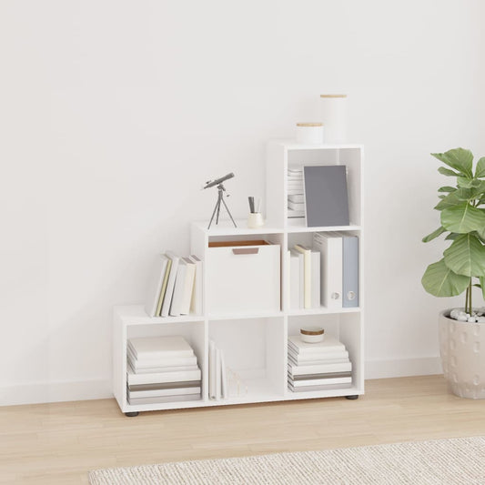 Libreria a Scala Bianco Lucido 107 cm in Legno Multistrato | homemem39