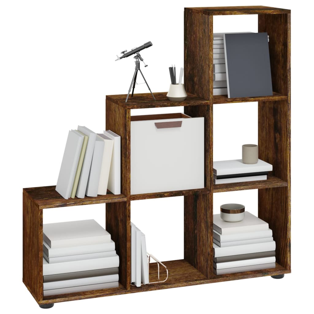 Libreria a Scala Rovere Fumo 107 cm in Legno Multistrato | homemem39