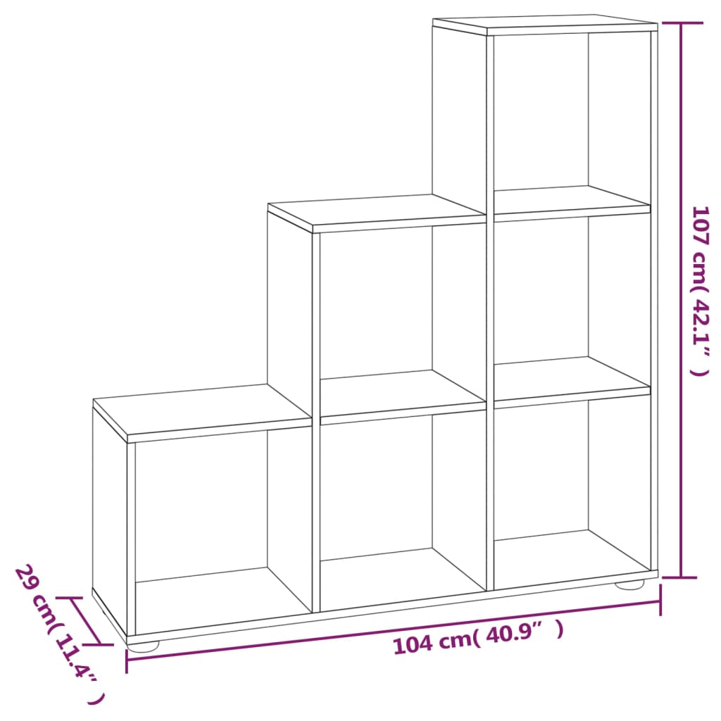 Libreria a Scala Rovere Fumo 107 cm in Legno Multistrato | homemem39