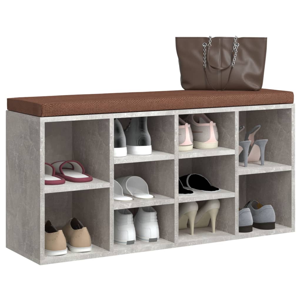 Scarpiera Grigio Cemento 103x30x48 cm in Legno Multistrato - homemem39