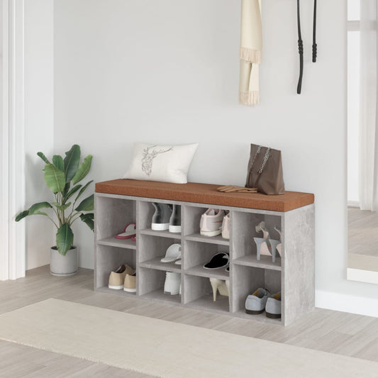 Scarpiera Grigio Cemento 103x30x48 cm in Legno Multistrato - homemem39