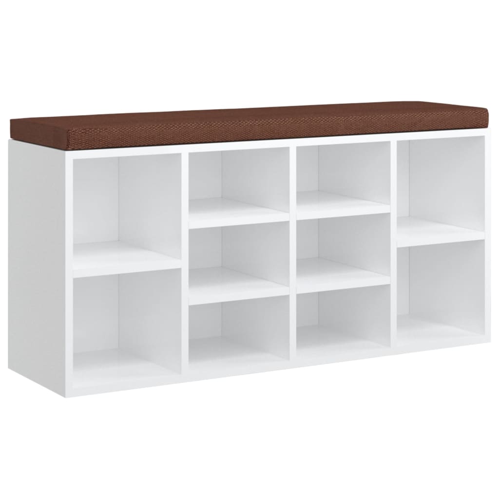 Panca Porta Scarpe Bianco Lucido 103x30x48 cm Legno Multistrato - homemem39