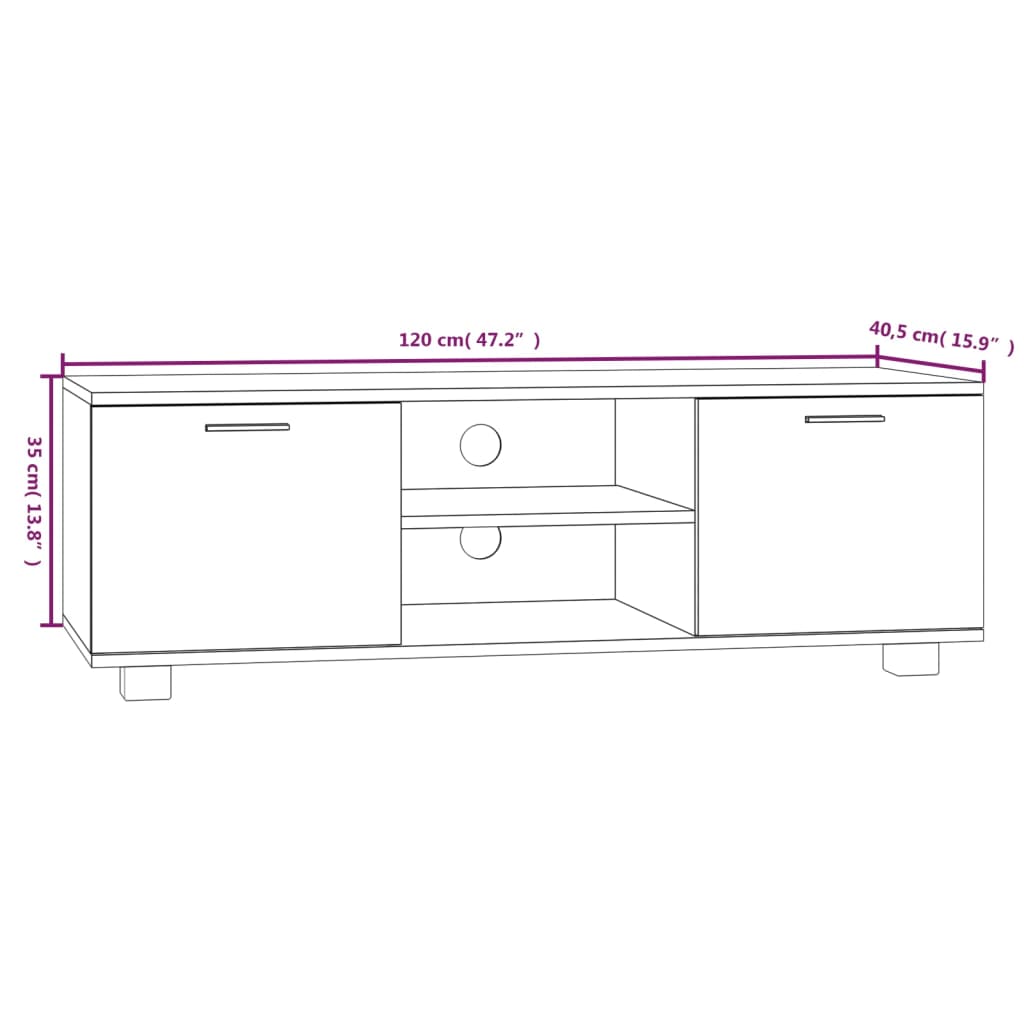 Mobile TV Rovere Fumo 120x40,5x35 cm in Legno Multistrato - homemem39