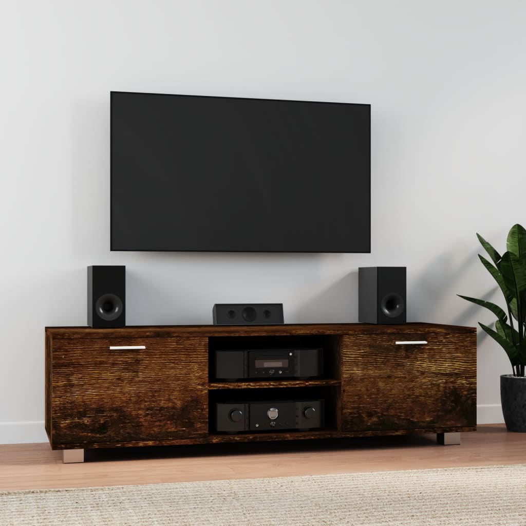 Mobile TV Rovere Fumo 140x40,5x35 cm in Legno Multistrato - homemem39