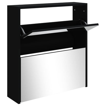 Scarpiera con Specchio a 2 Livelli Nera 63x17x67 cm - homemem39