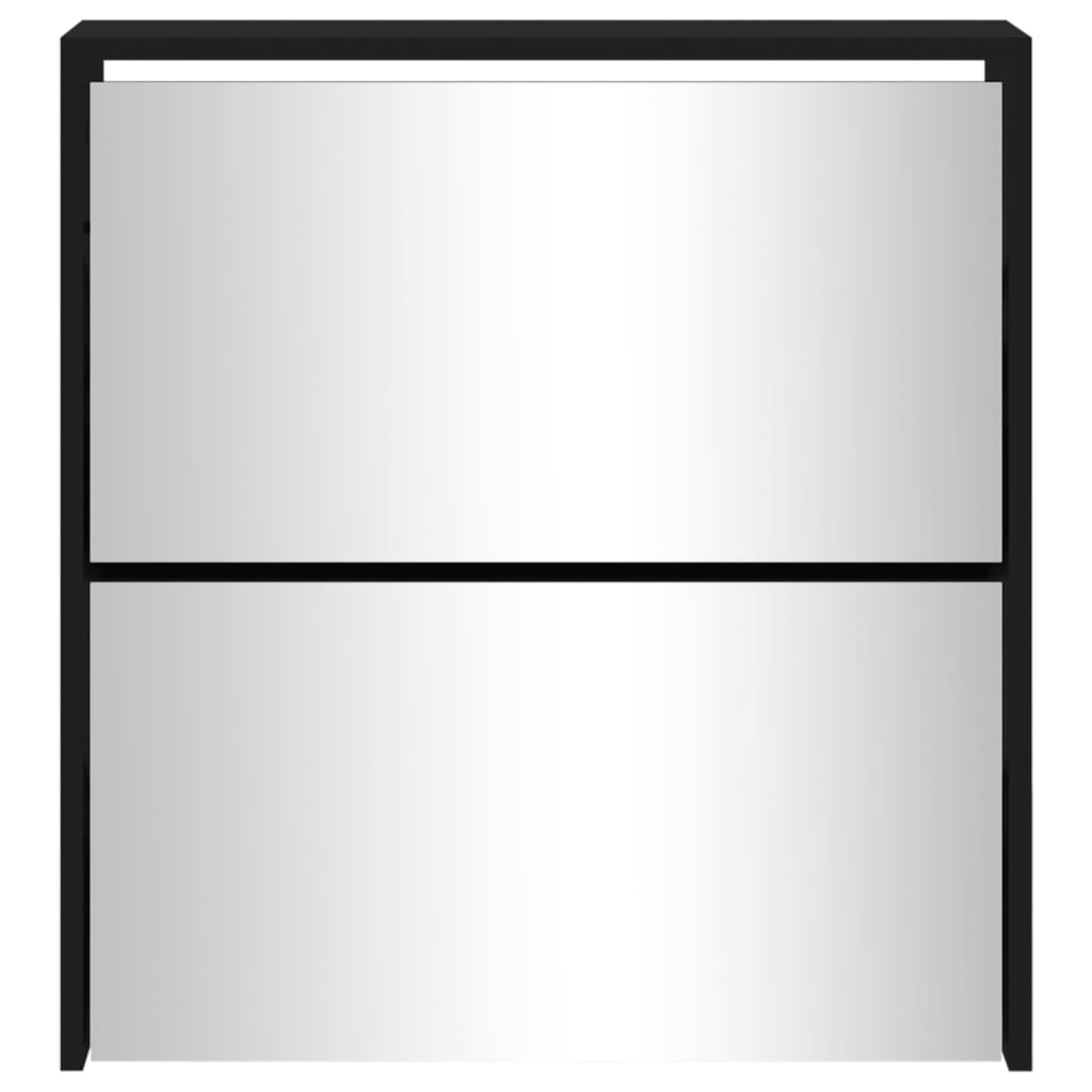 Scarpiera con Specchio a 2 Livelli Nera 63x17x67 cm - homemem39