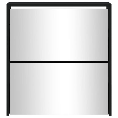 Scarpiera con Specchio a 2 Livelli Nera 63x17x67 cm - homemem39