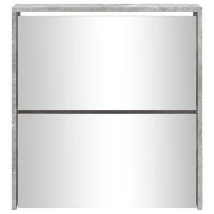 Scarpiera con Specchio a 2 Livelli Grigio cemento 63x17x67 cm - homemem39