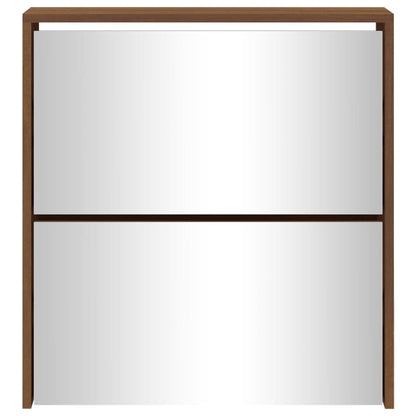 Scarpiera con Specchio a 2 Livelli Rovere marrone 63x17x67 cm