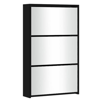 Scarpiera con Specchio a 3 Livelli Nera 63x17x102,5 cm - homemem39