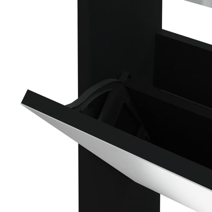Scarpiera con Specchio a 3 Livelli Nera 63x17x102,5 cm - homemem39