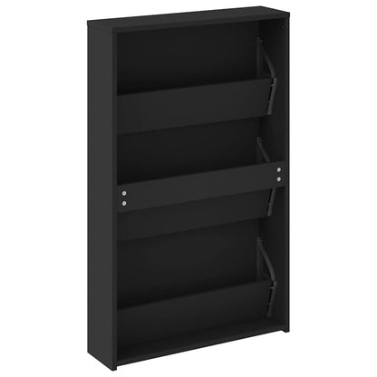 Scarpiera con Specchio a 3 Ripiani Nera 63x17x102,5 cm
