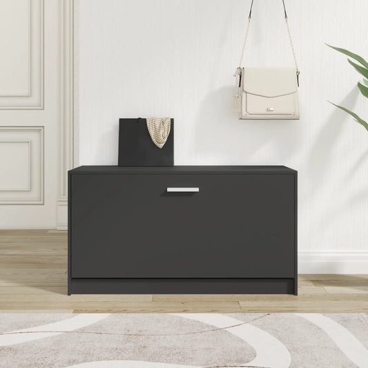 Scarpiera Nera 80x24x45 cm in Legno Multistrato - homemem39