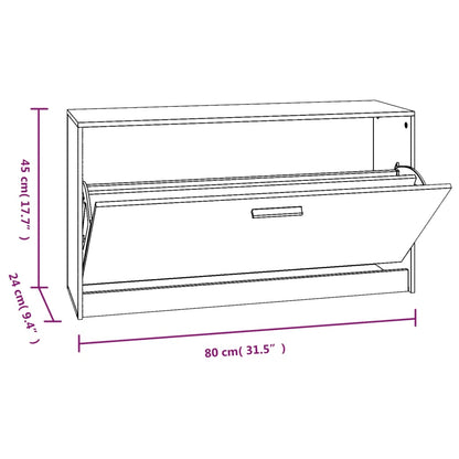 Panca Porta Scarpe Bianco Lucido 80x24x45 cm Legno Multistrato