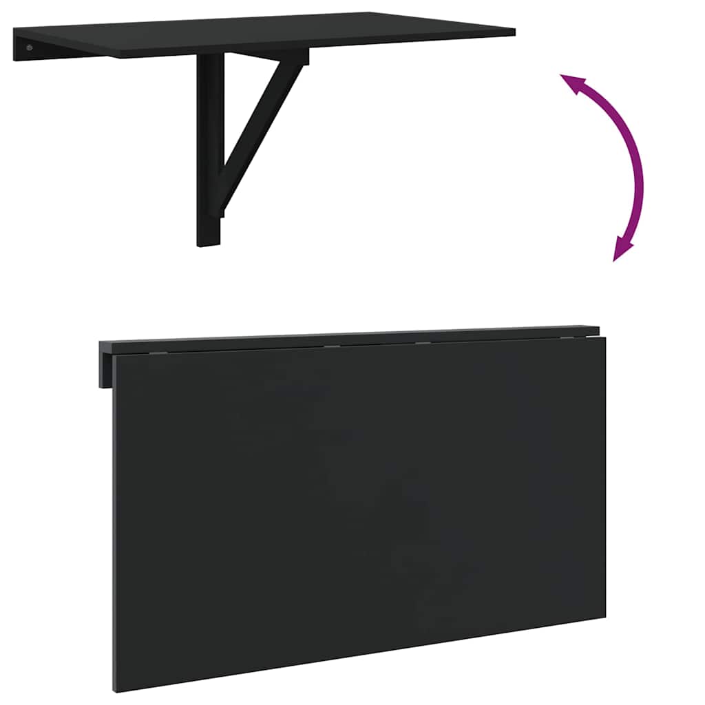 Tavolino da Parete Pieghevole Nero 110x38x75 cm in Multistrato