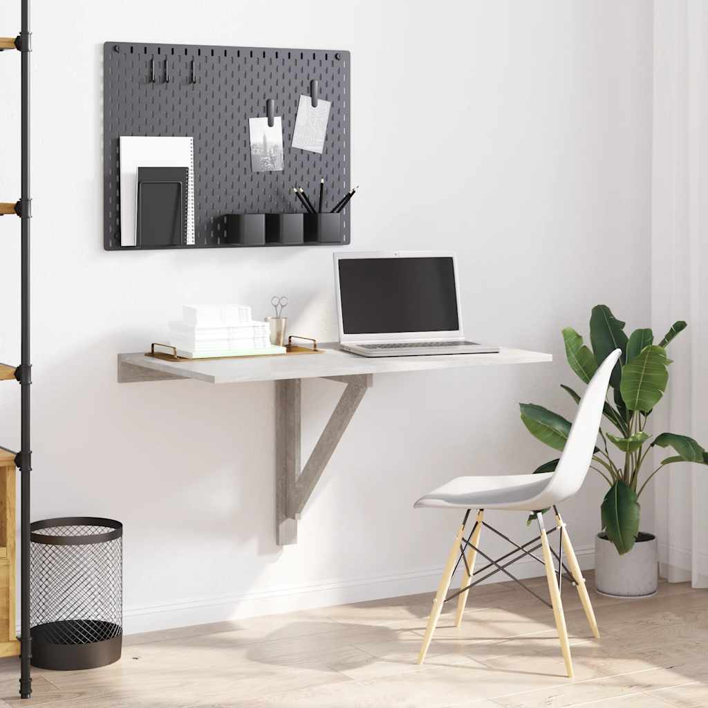 Tavolino Muro Pieghevole Grigio Cemento 100x60x56cm Multistrato