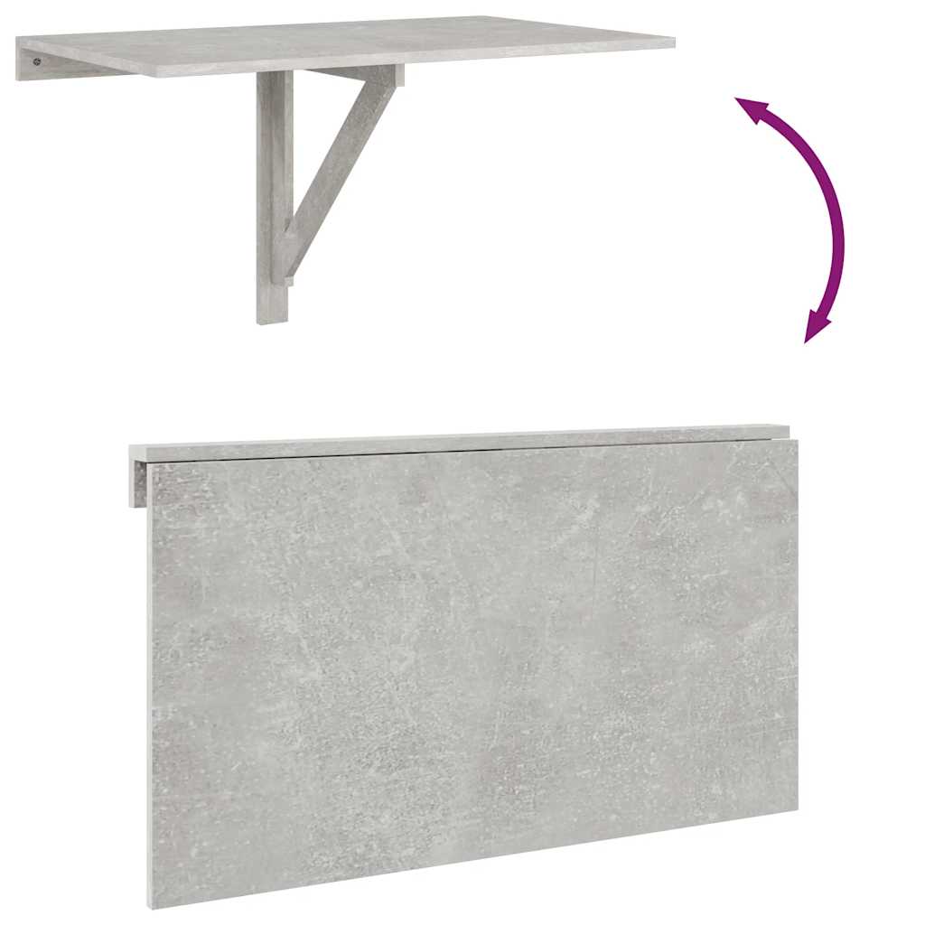 Tavolino Muro Pieghevole Grigio Cemento 100x60x56cm Multistrato
