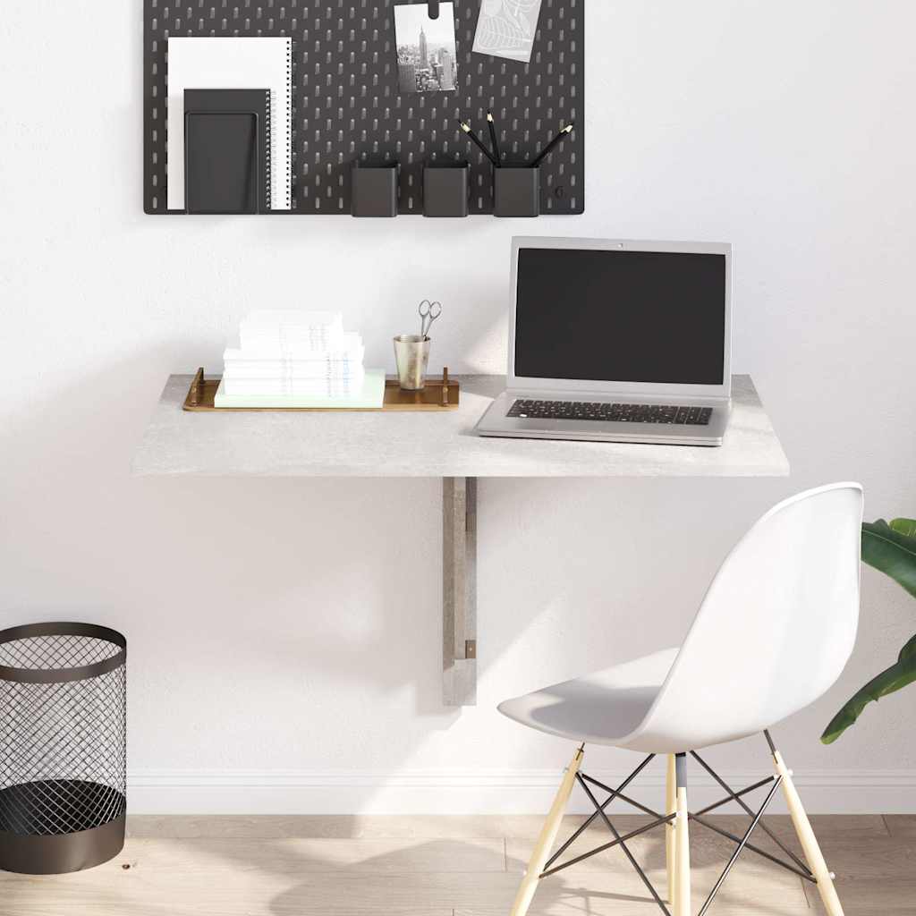 Tavolino Muro Pieghevole Grigio Cemento 100x60x56cm Multistrato