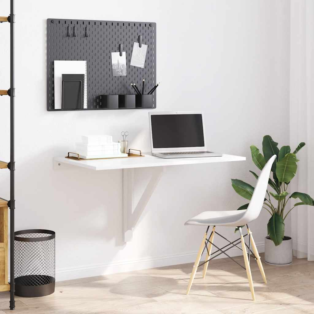 Tavolino Muro Pieghevole Bianco Lucido 100x60x56 cm Multistrato