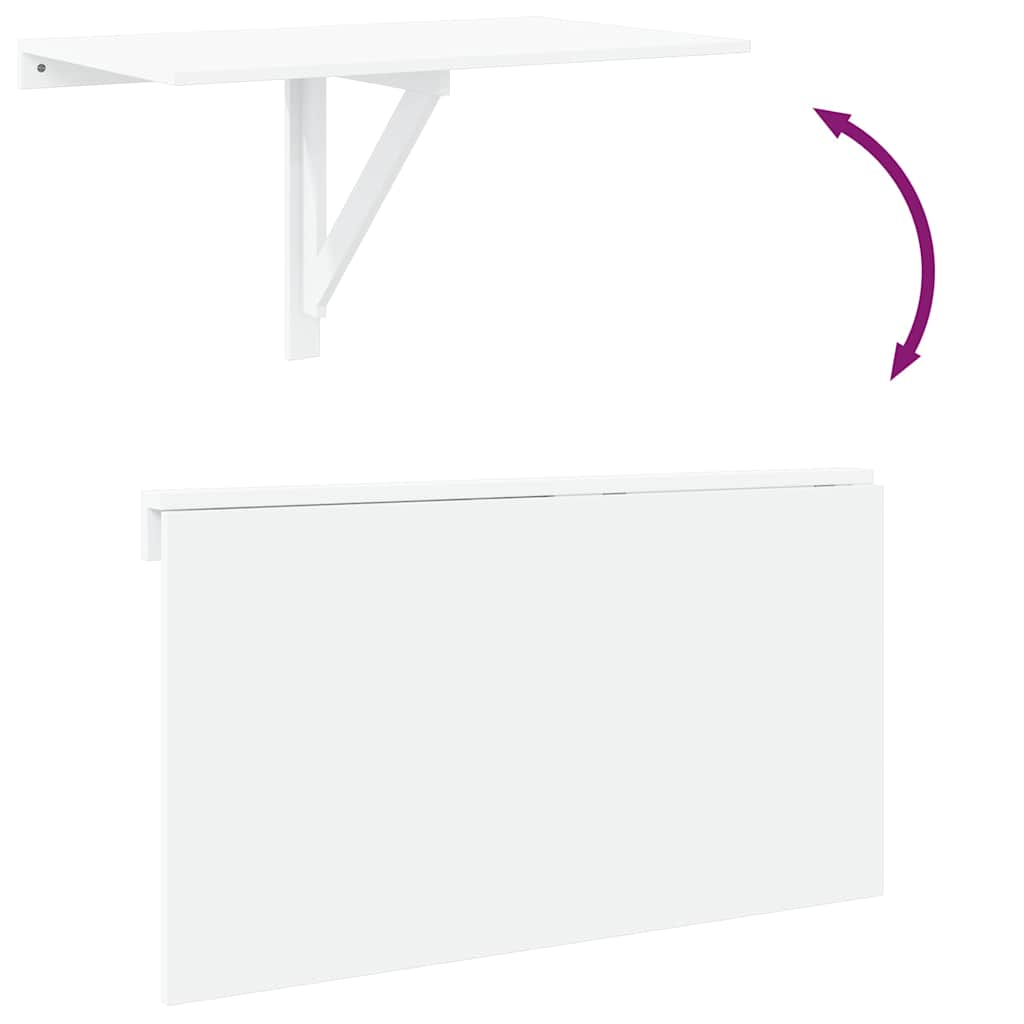 Tavolino Muro Pieghevole Bianco Lucido 100x60x56 cm Multistrato