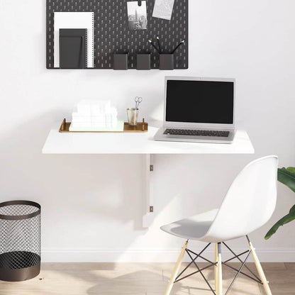 Tavolino Muro Pieghevole Bianco Lucido 100x60x56 cm Multistrato