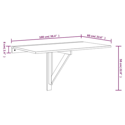 Folding Wall Coffee Table Smoke Oak 100x60x56 cm Multilayer