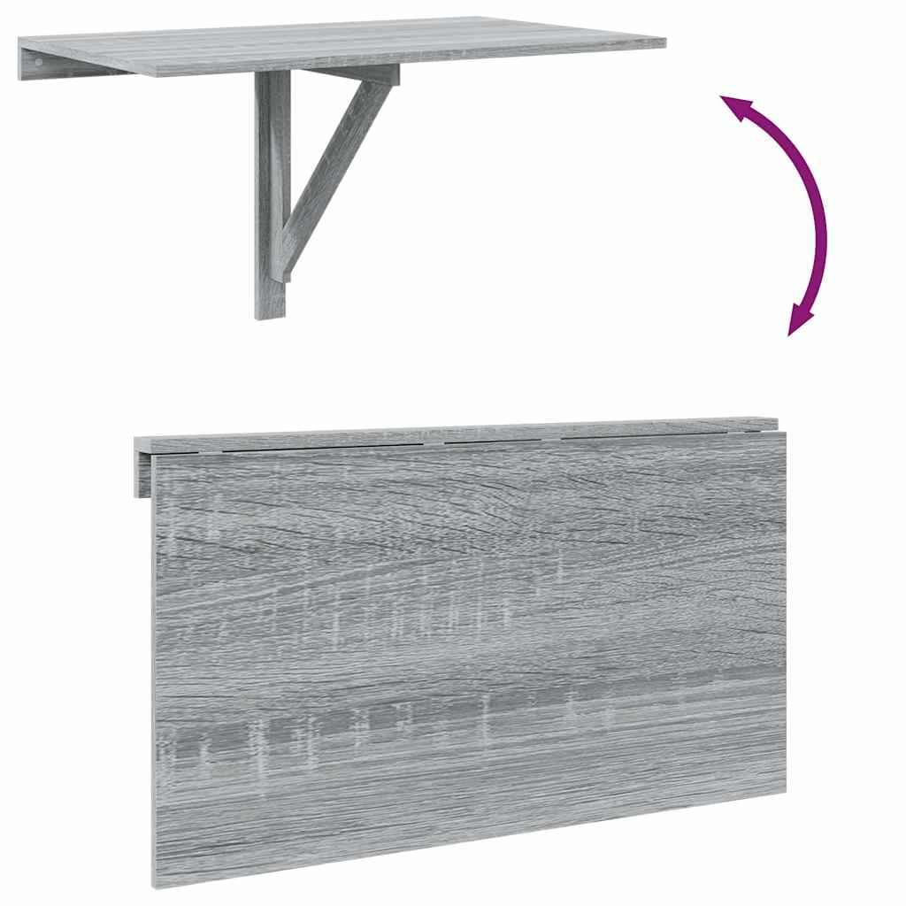 Tavolino Muro Pieghevole Grigio Sonoma 100x60x56 cm Multistrato