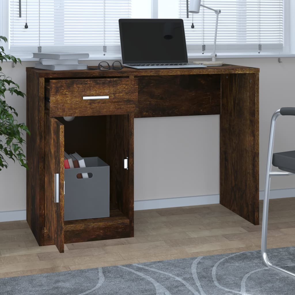 Scrivania Cassetto rovere fumo 100x40x73cm Legno Multistrato | homemem39