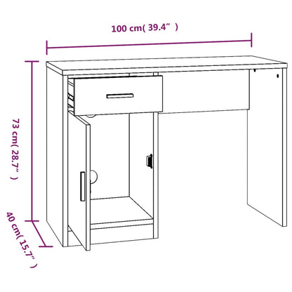 Scrivania Cassetto grigio sonoma 100x40x73cm Legno Multistrato | homemem39