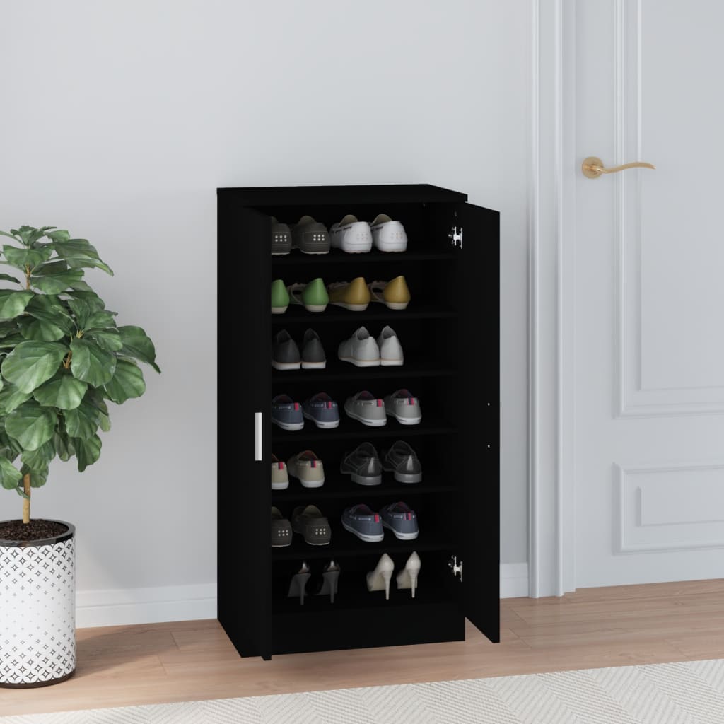 Scarpiera Nera 55x35x108 cm in Legno Multistrato