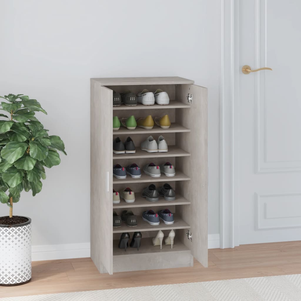 Scarpiera Grigio Cemento 55x35x108 cm in Legno Multistrato - homemem39