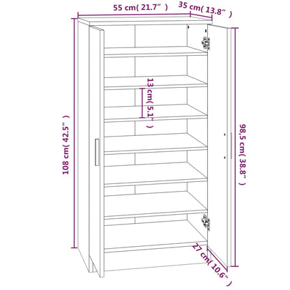 Scarpiera Grigio Cemento 55x35x108 cm in Legno Multistrato - homemem39