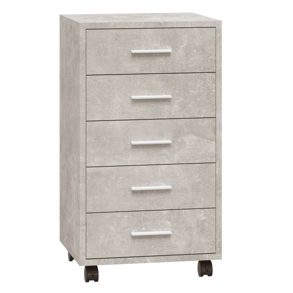 Cassettiera con Ruote Grigio Cemento in Legno Multistrato - homemem39
